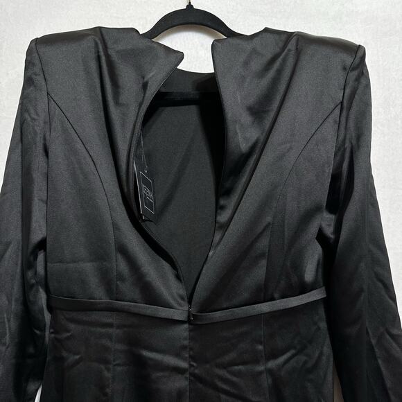 Mac Duggal 26676 Ieena Size 6 Long Sleeve Structured Bow Draped Gown Black  NWT - Picture 14 of 16